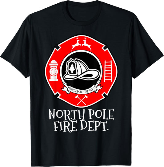 N.P.F.D North Pole Fire Department Christmas Family T-Shirt - T-Shirt | Black