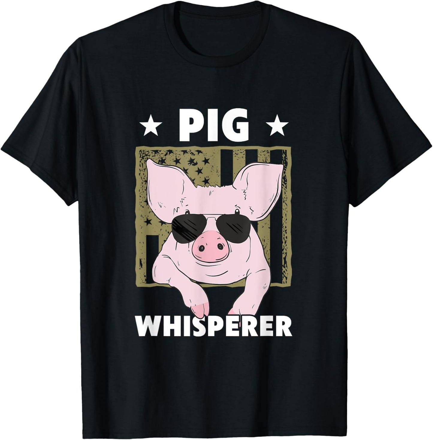 Pig Whisperer Funny Pig Design Hog Farmer T-Shirt - T-Shirt | Black