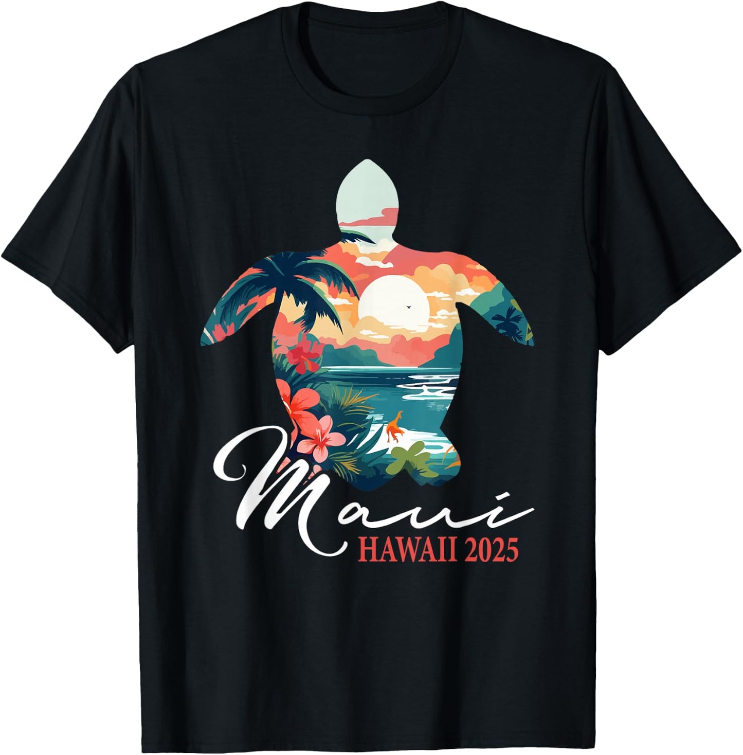Maui Hawaii 2025 Turtle Paradise Family Summer Vacation Trip T-Shirt - T-Shirt | Black