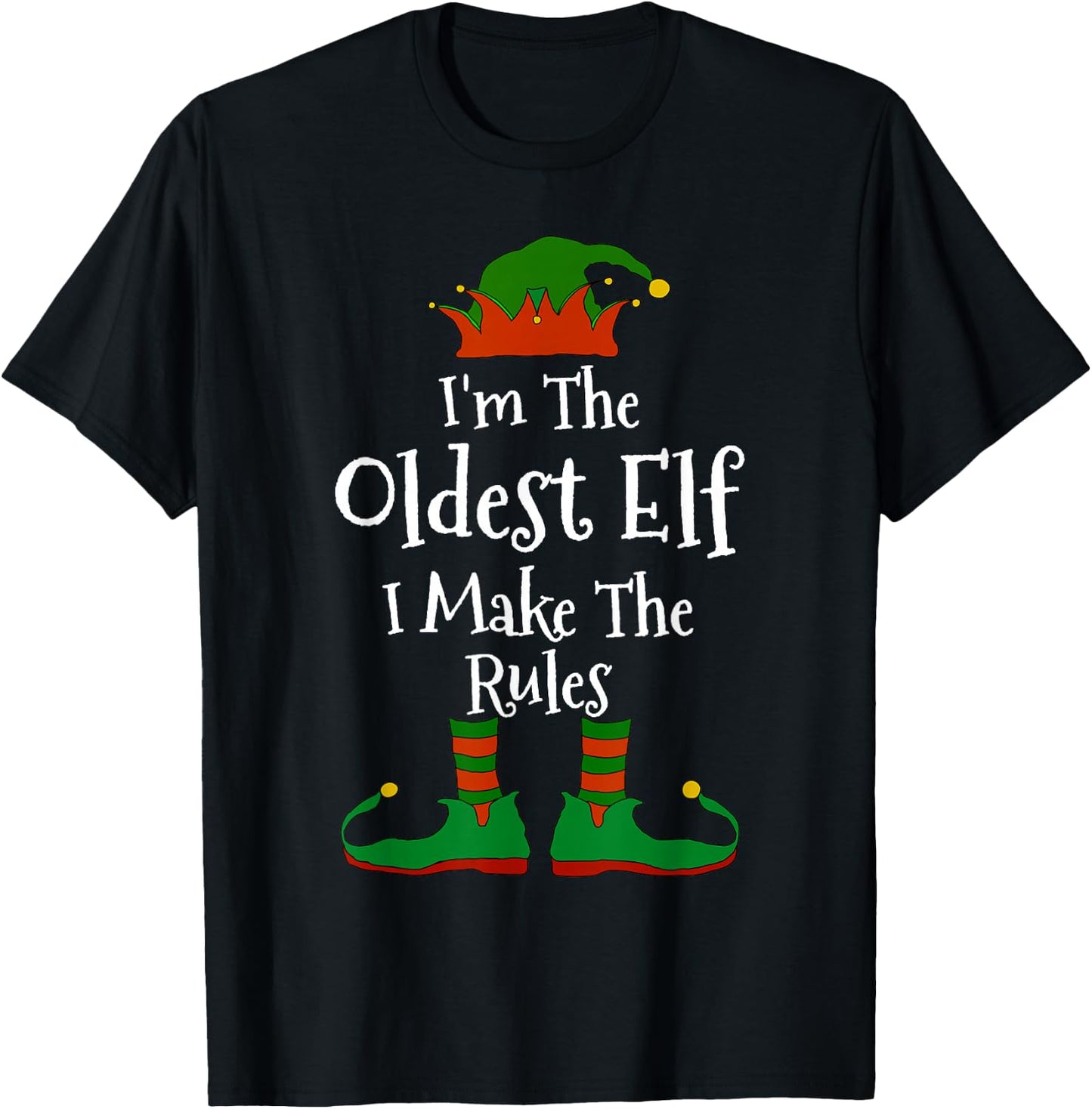 I'm The Oldest Elf Family Matching Funny Christmas T-Shirt - T-Shirt | Black