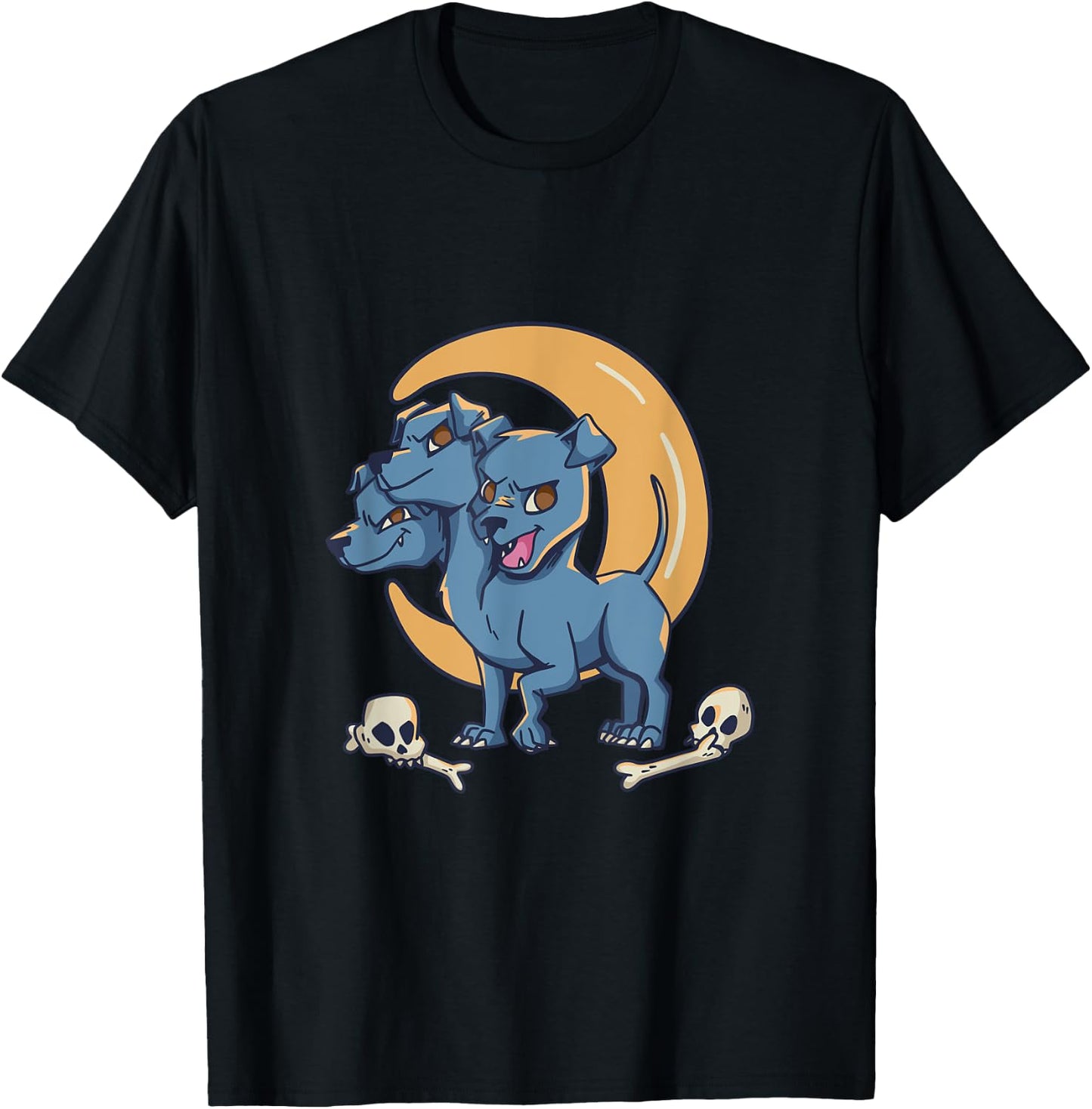 Cerberus - Cute Three-Headed Dog Comic Style Mythology T-Shirt - T-Shirt | Black