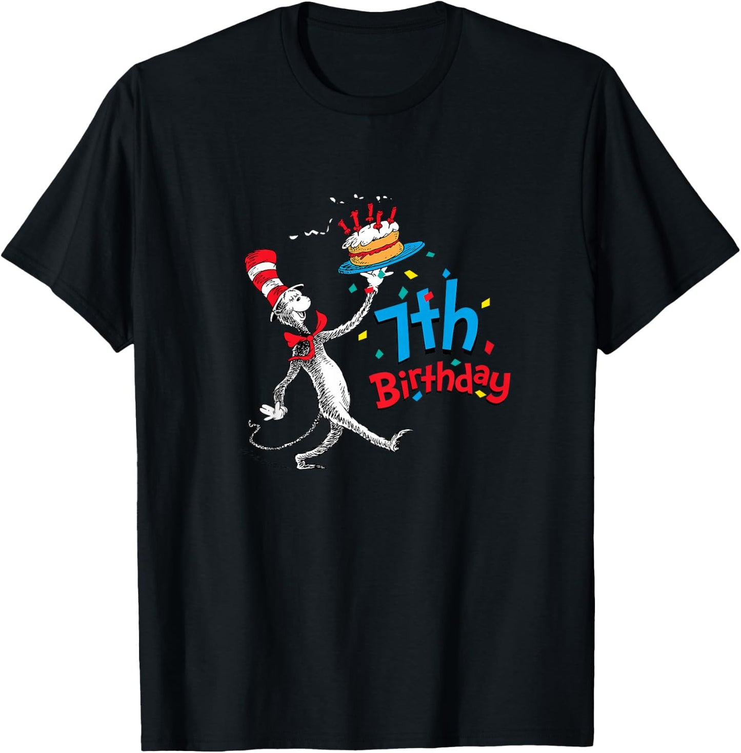 Dr. Seuss Cat in the Hat 7th Birthday T-Shirt - T-Shirt | Black