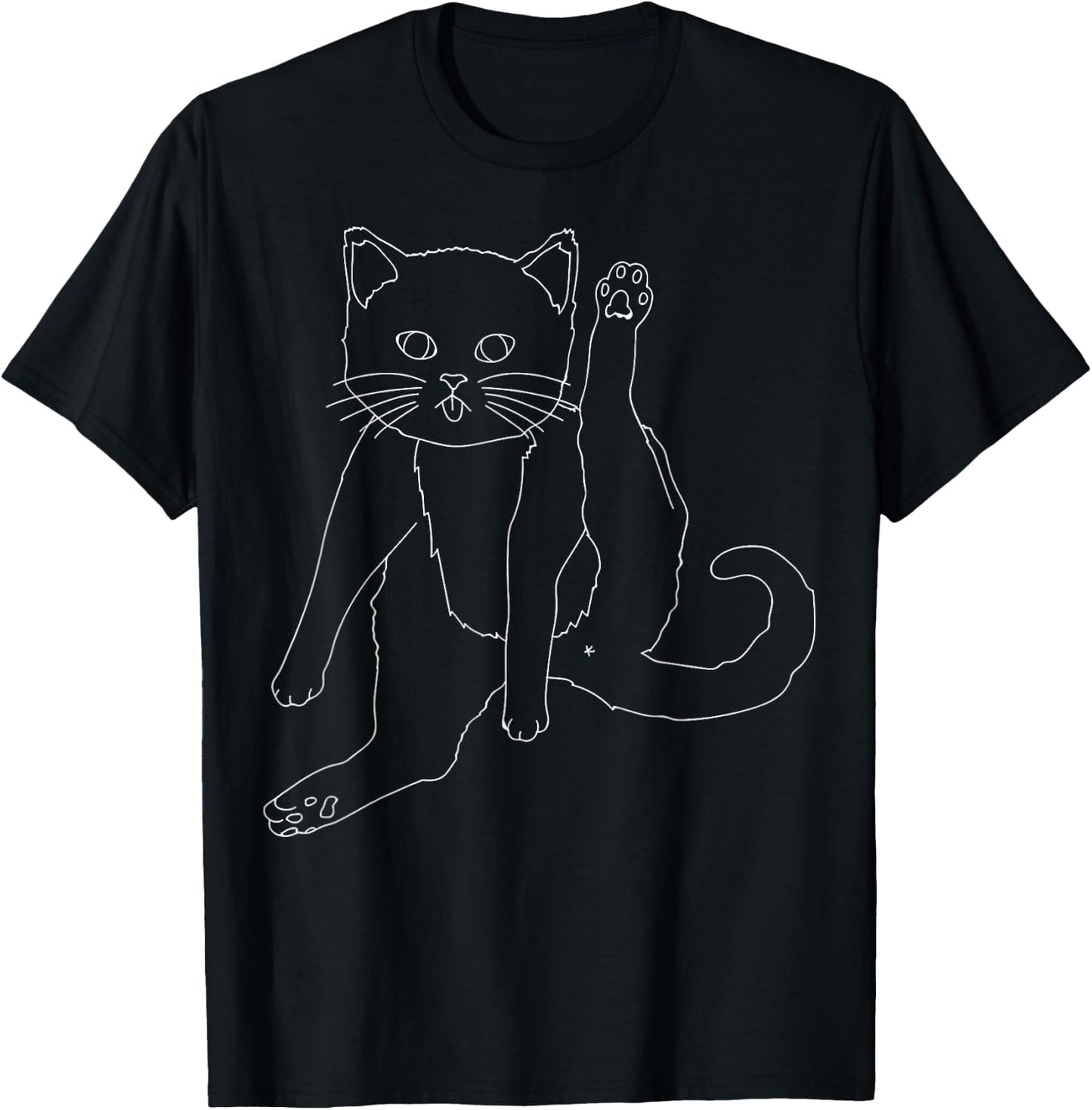 Cat Licking Butt , Funny Cat Butts T-Shirt - T-Shirt | Black