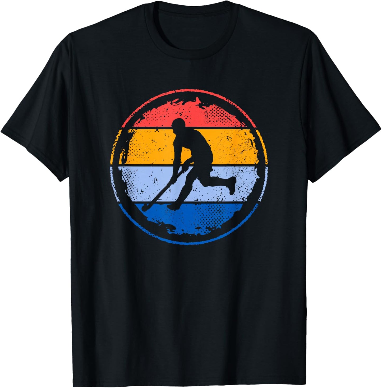 Retro Field Hockey Player Teenager Boys Hockey , black T-Shirt - T-Shirt | Black