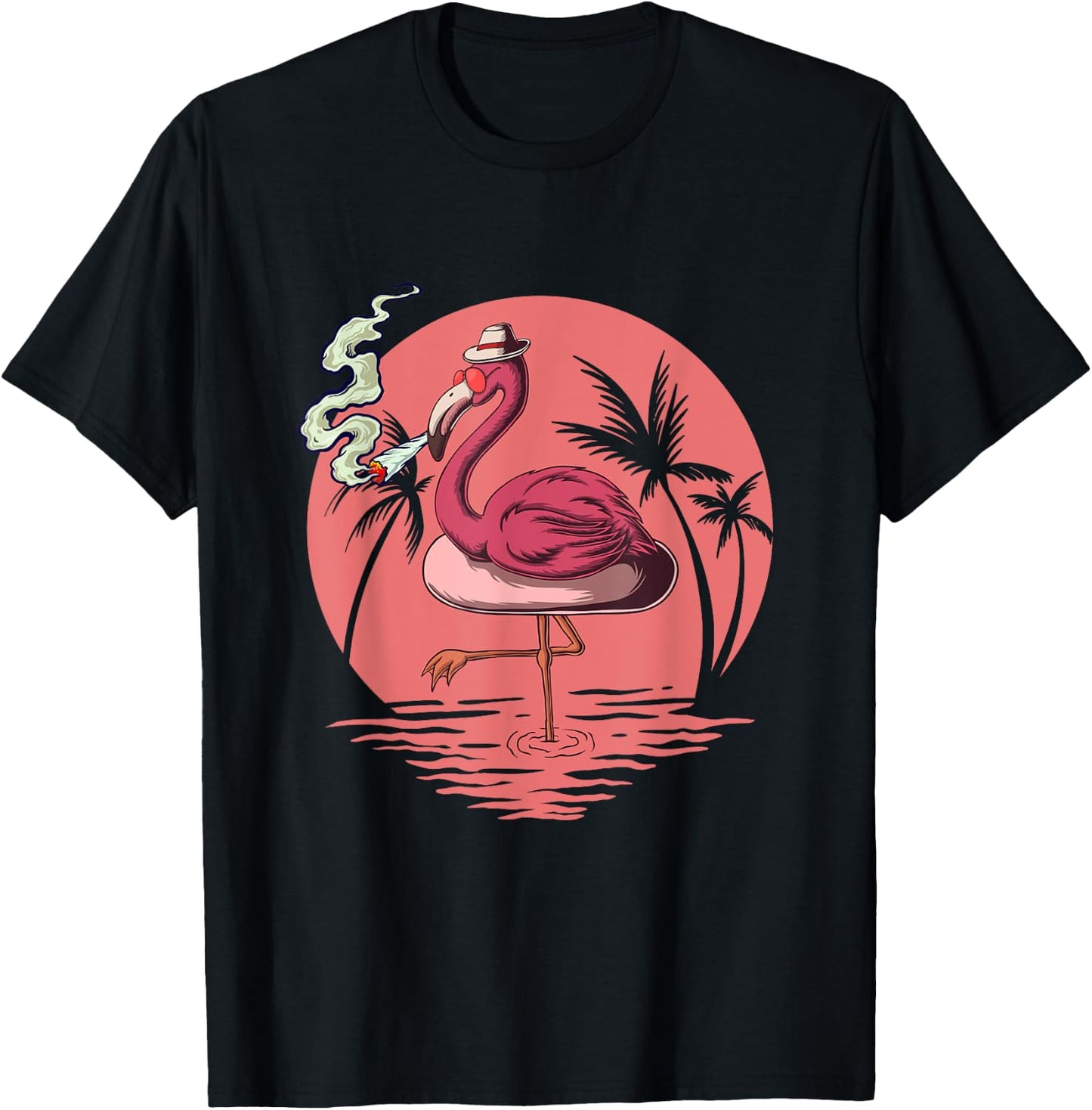 Flamingo 420 Stoner Spirit Summer Weed For Cannabis Lover T-Shirt - T-Shirt | Black