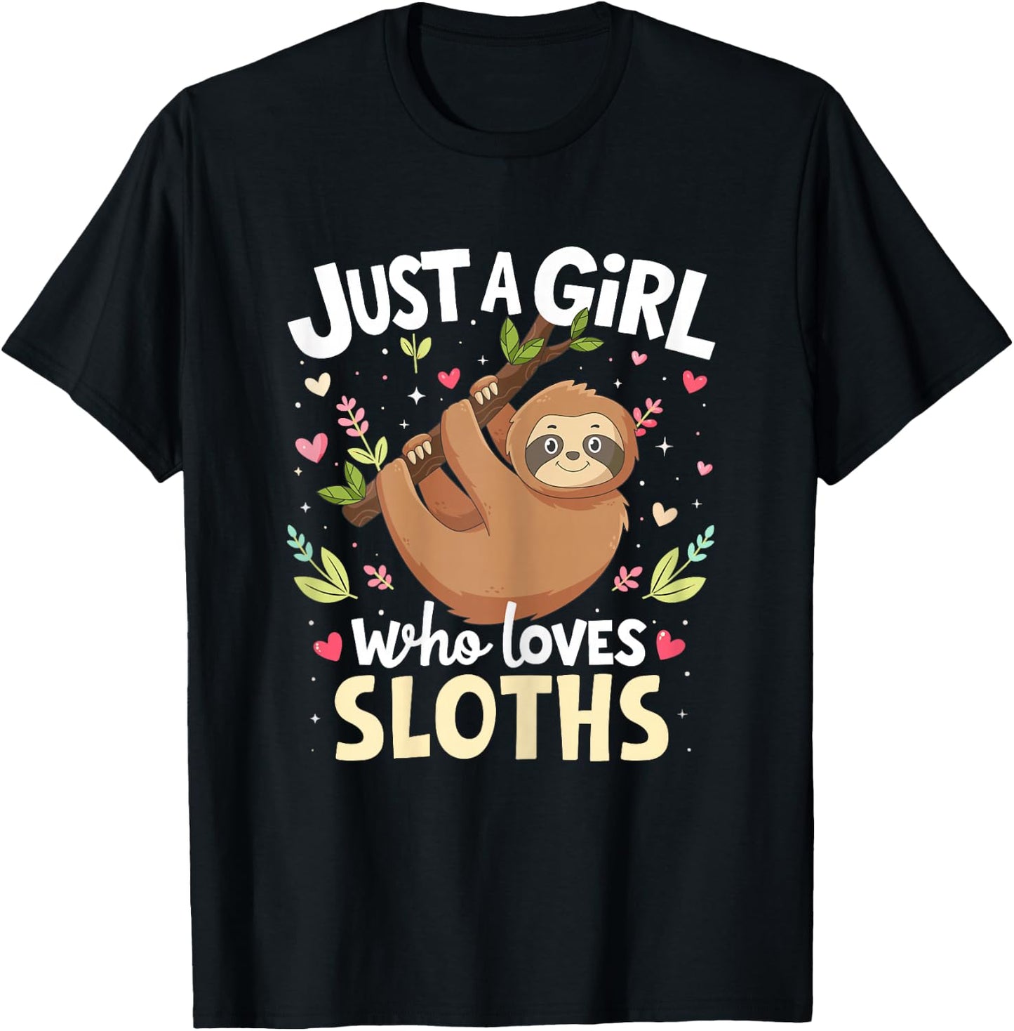 Sloth Shirt Just A Girl Who Loves Sloths Lover Kids Boys T-Shirt - T-Shirt | Black