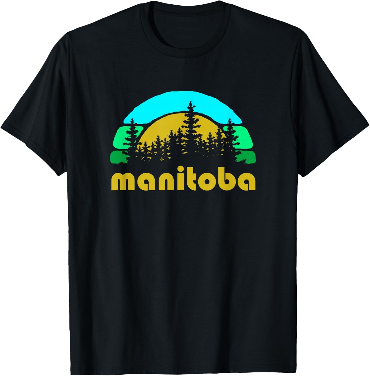 Manitoba Canada Evergreen forest vintage retro Gift T-Shirt - T-Shirt | Black