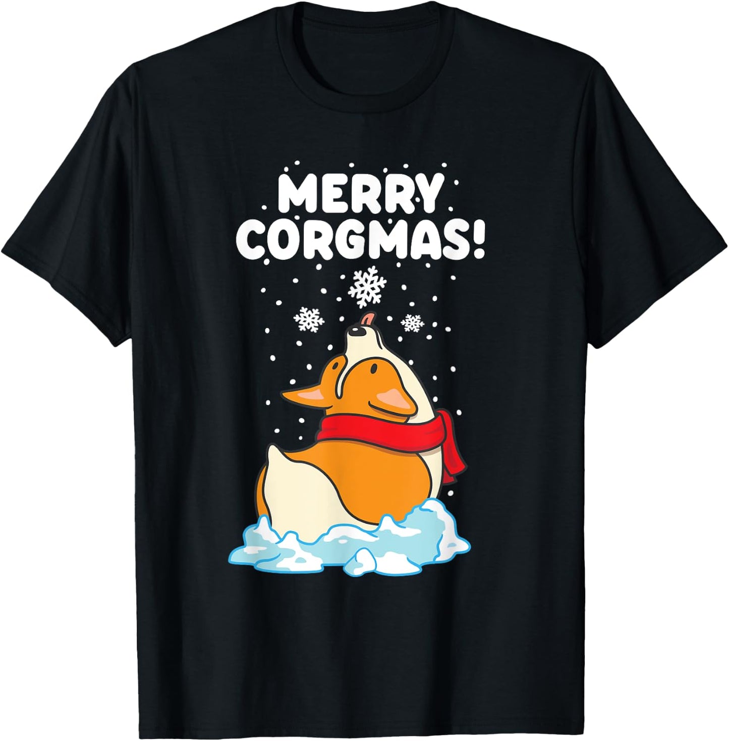 Merry Corgmas - Funny Welsh Corgi Owner Dog Lover Christmas T-Shirt - T-Shirt | Black