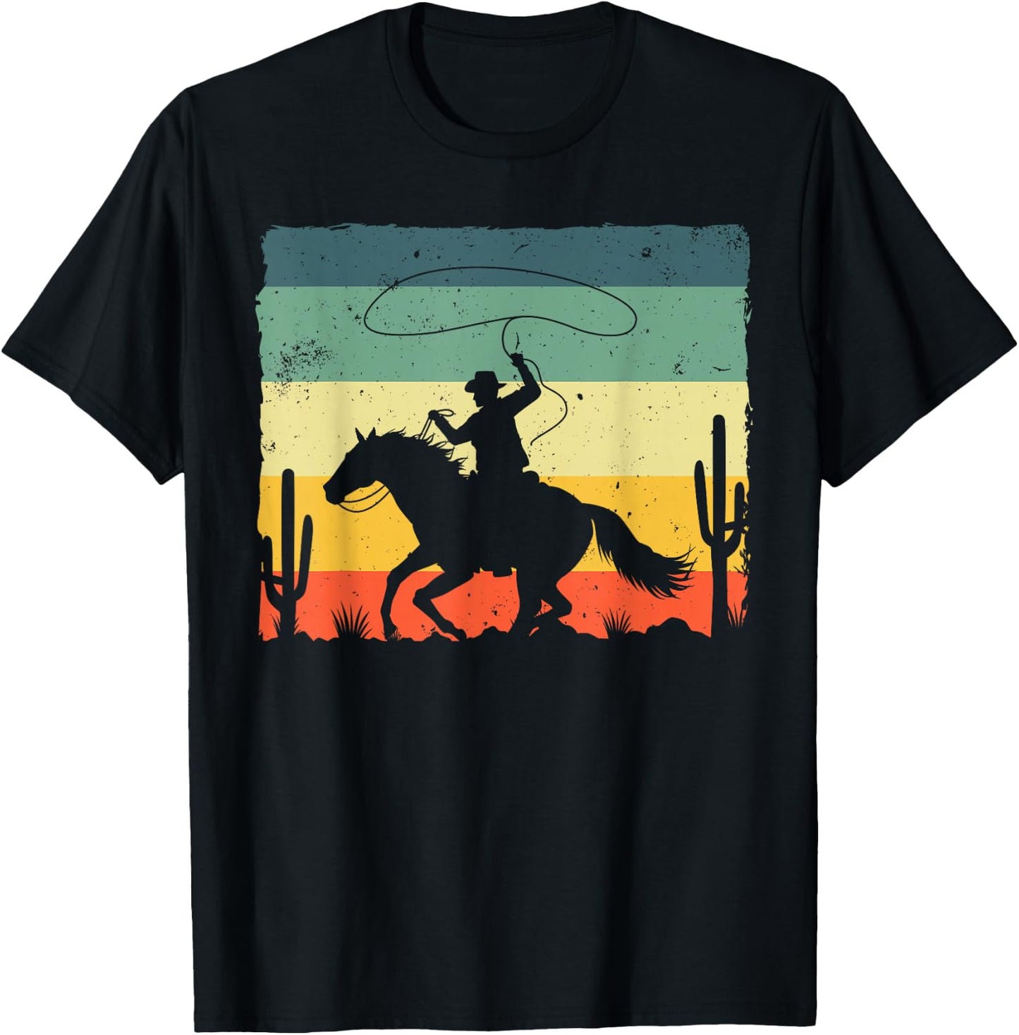 Retro Western Cowboy Design Boys Rider Cowboy , black T-Shirt - T-Shirt | Black