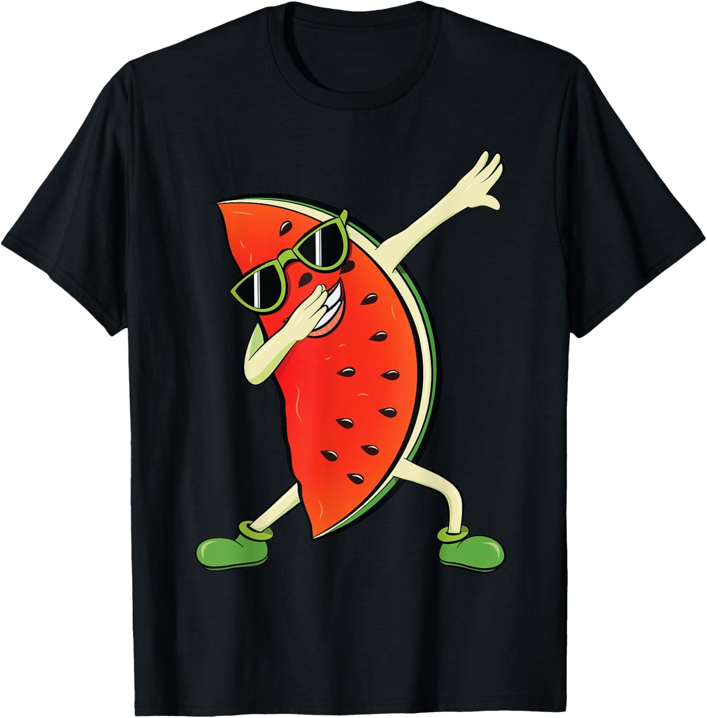 Dabbing Watermelon | Kawaii Melon Summer Fruit lover Gift Women Kids T-Shirt - T-Shirt | Black