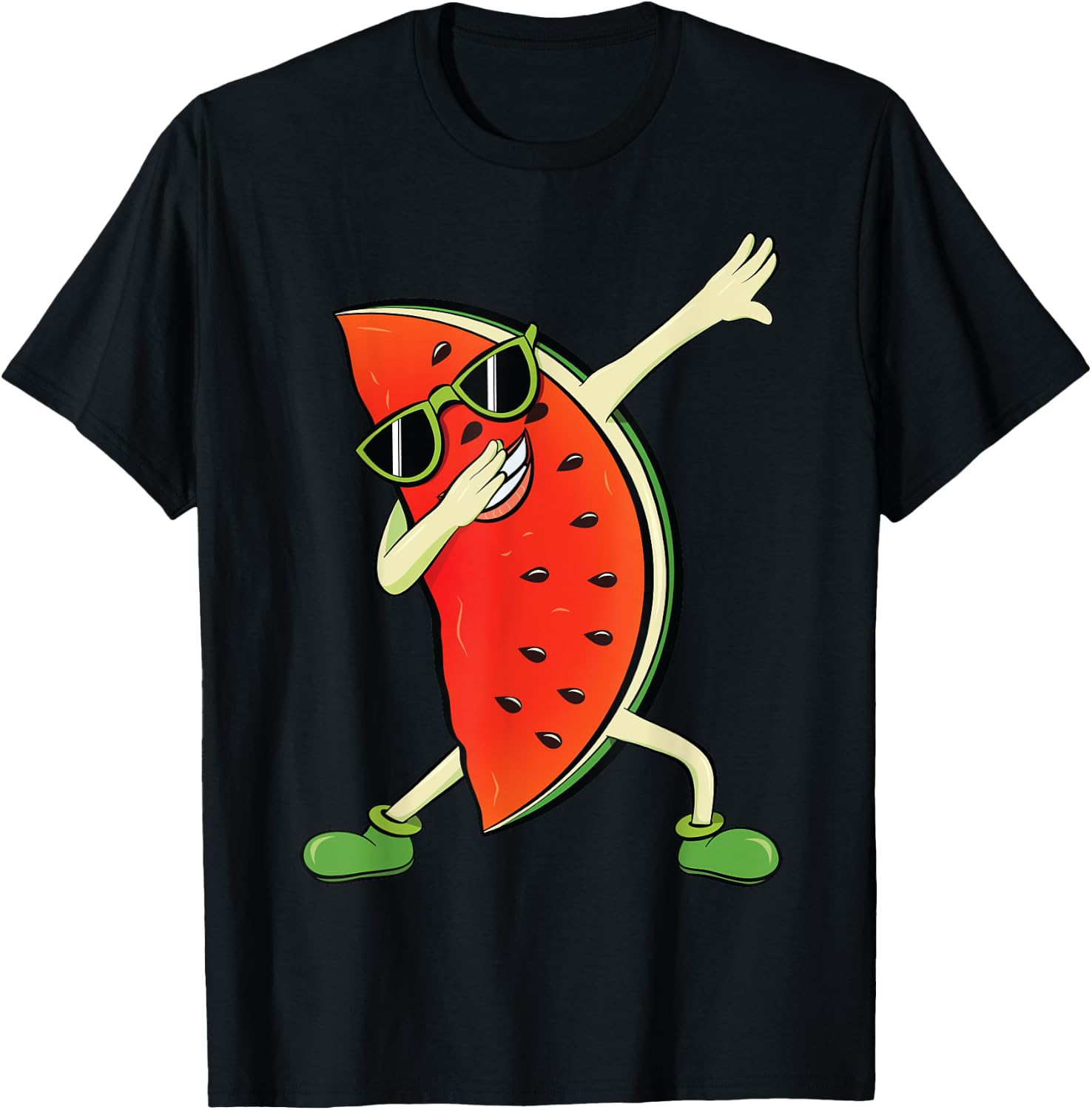 Dabbing Watermelon | Kawaii Melon Summer Fruit lover Gift Women Kids T-Shirt - T-Shirt | Black