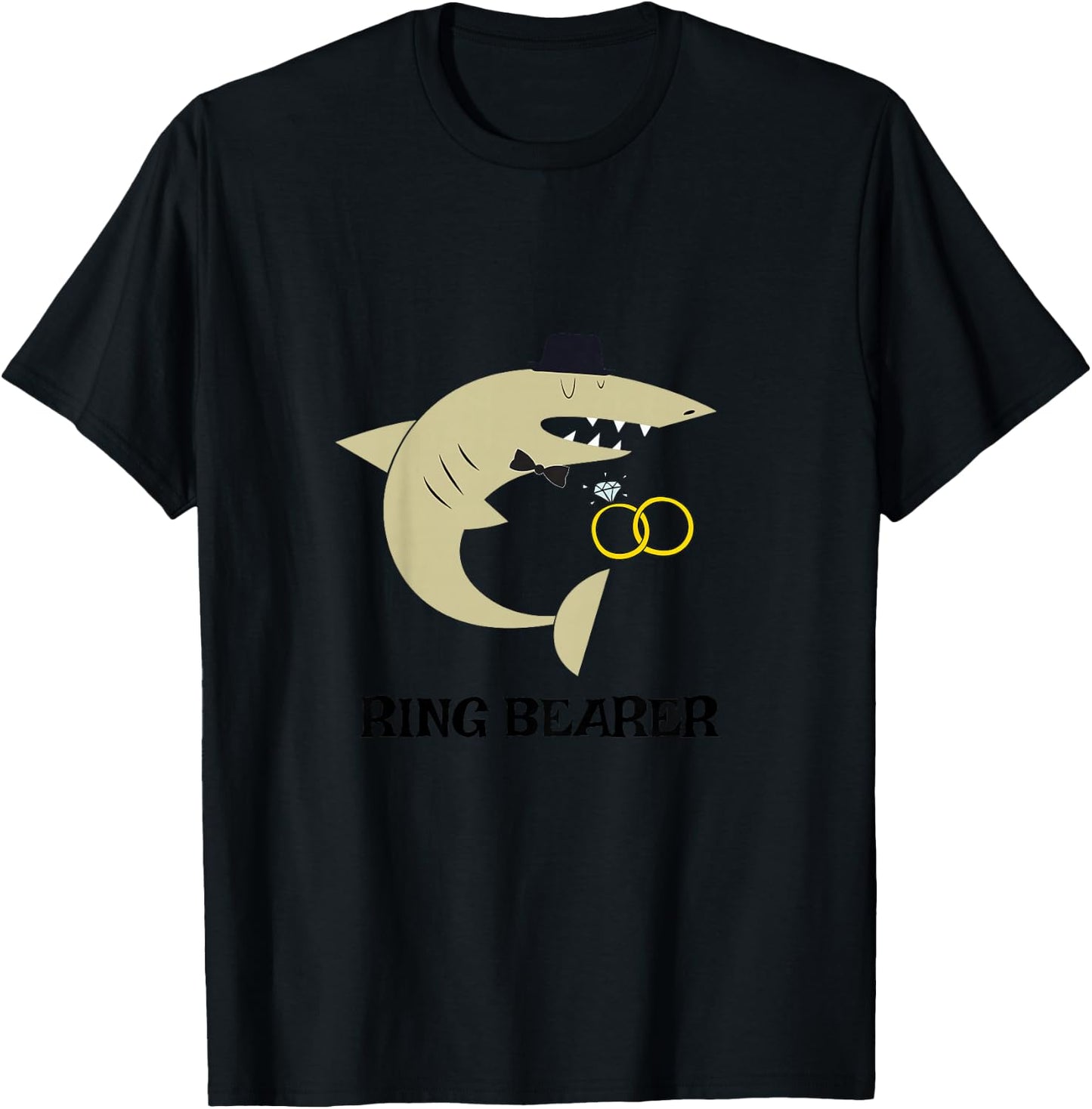 Ring Bearer Shirt - Shark Graphic Wedding Party Toddler Gift T-Shirt - T-Shirt | Black