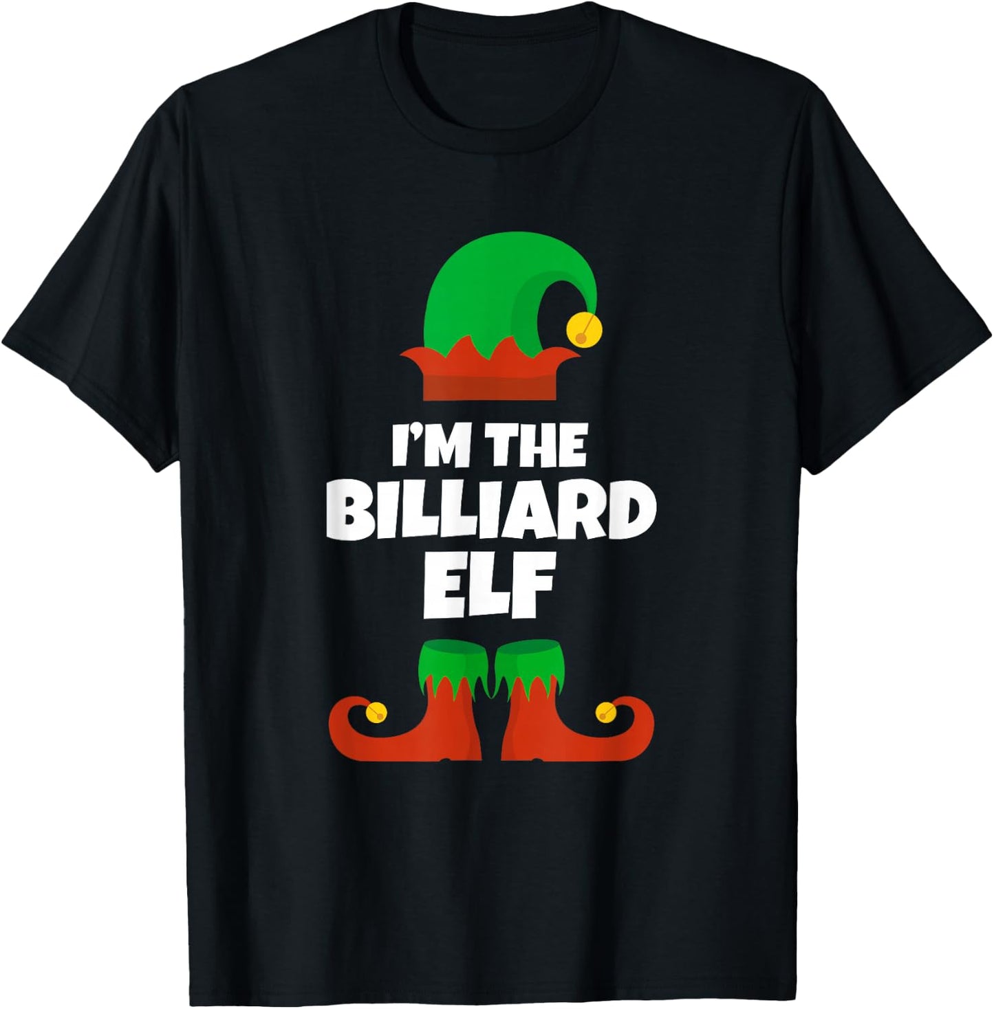 Funny The Billiard Elf Christmas Xmas Pool Player T-Shirt - T-Shirt | Black