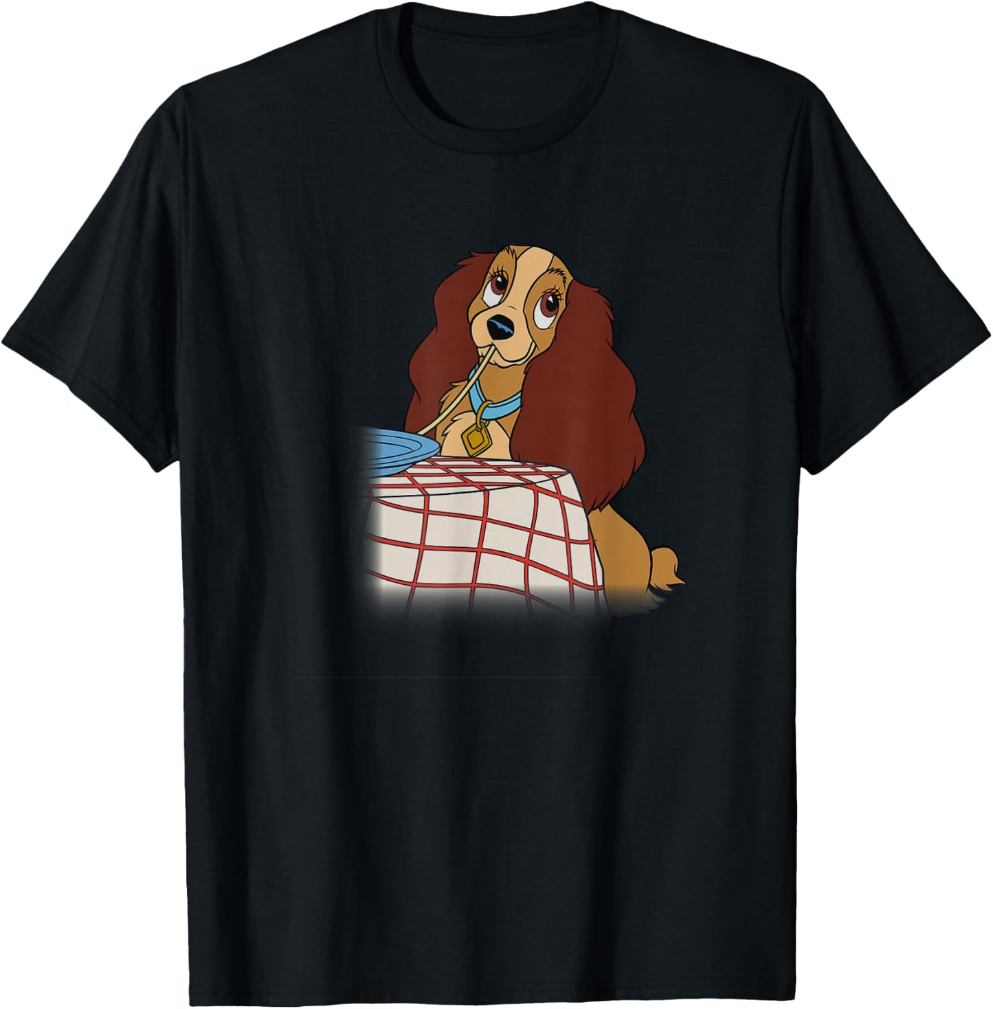 Disney Lady and The Tramp Iconic Spaghetti Scene Lady Side T-Shirt - T-Shirt | Black