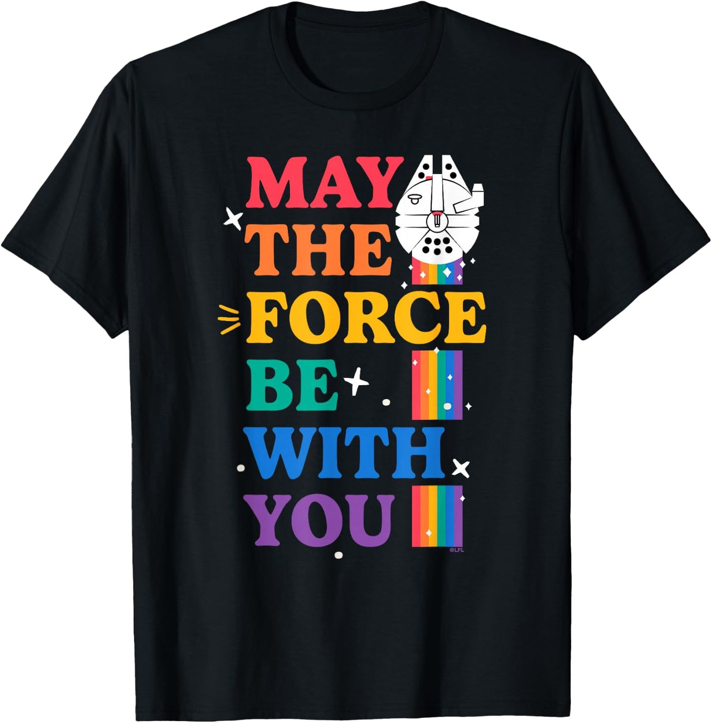 Star Wars Pride May The Force Be With You Rainbow Falcon T-Shirt - T-Shirt | Black