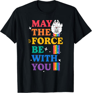 Star Wars Pride May The Force Be With You Rainbow Falcon T-Shirt - T-Shirt | Black