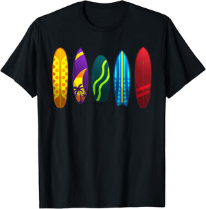 Funny Surfboard Design Women Surfing Surfboarders T-Shirt - T-Shirt | Black