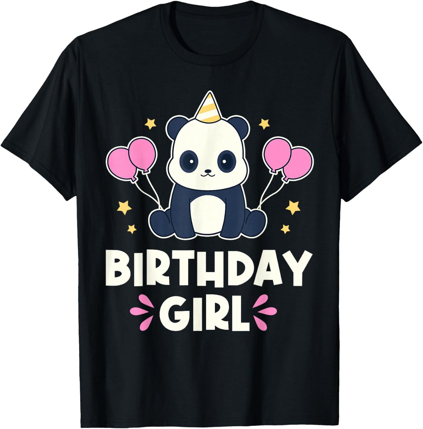 Cute Birthday Girl Kawaii Panda Graphic T-Shirt - T-Shirt | Black