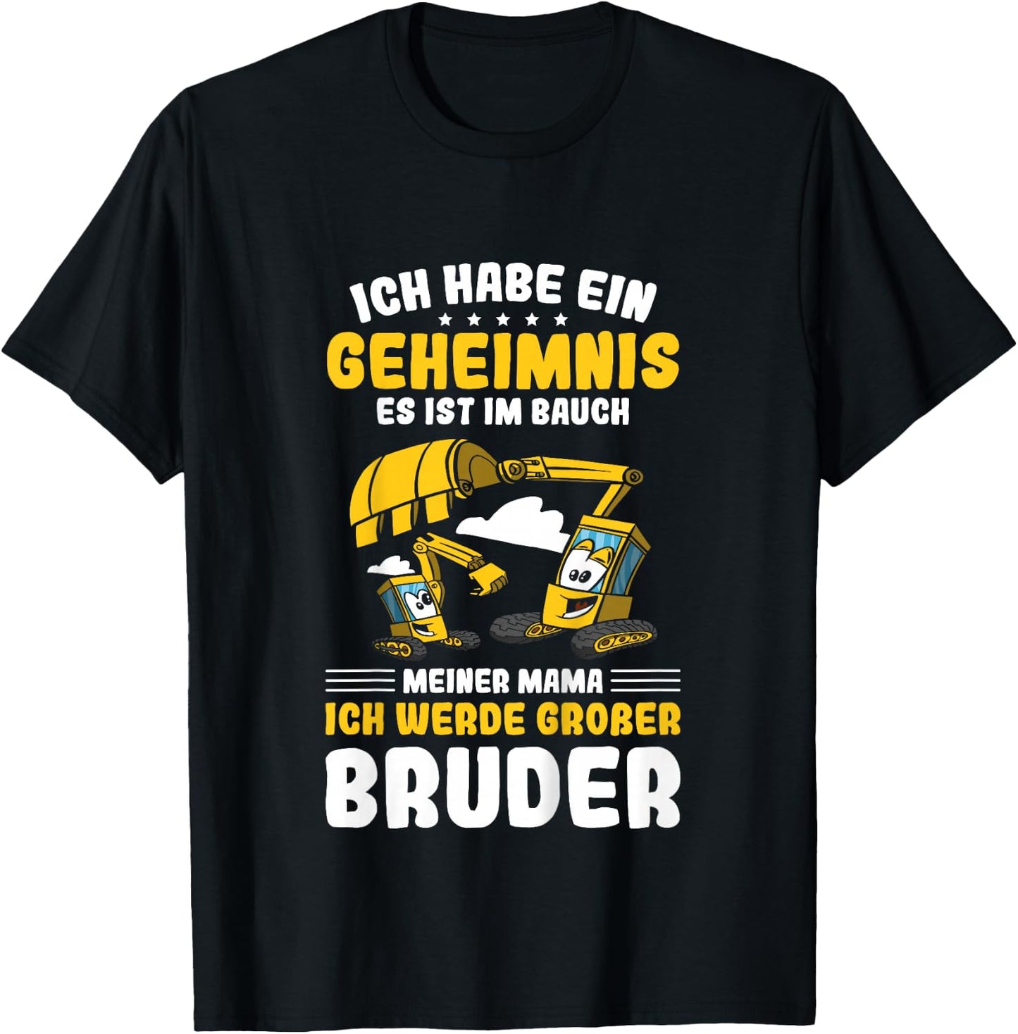 Children's Excavator Funny with German Text "Ich Werde Großer Bruder", black T-Shirt - T-Shirt | Black