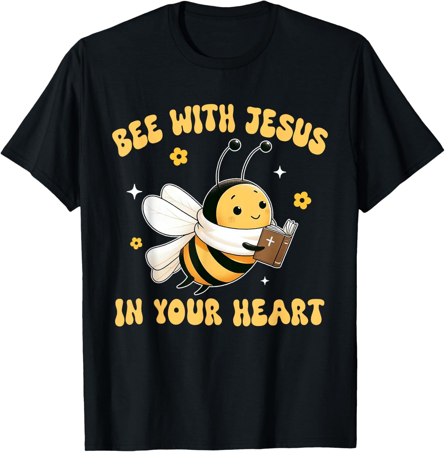 Bees Christian Bee With Jesus in Your Heart Jesus Lover T-Shirt - T-Shirt | Black