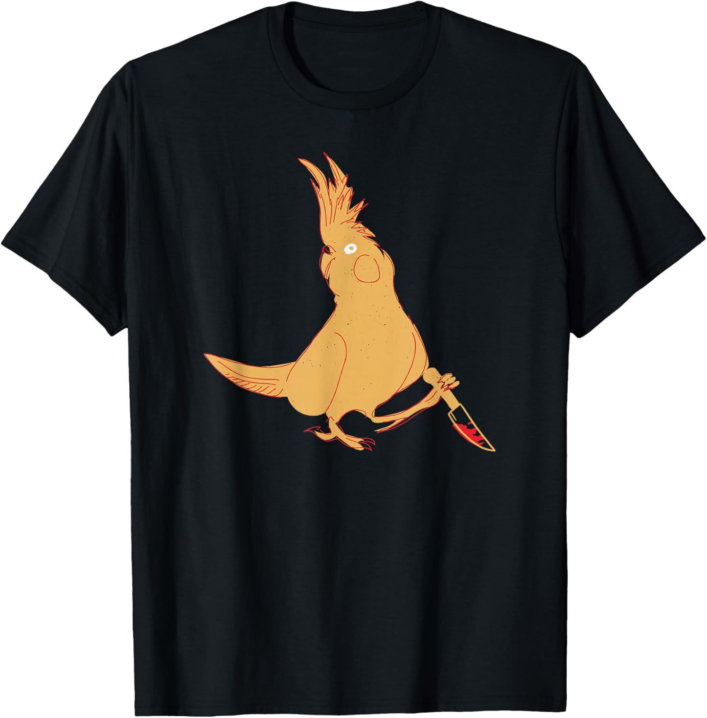 Cockatiel Knife Funny Bird Parrot Meme T-Shirt - T-Shirt | Black