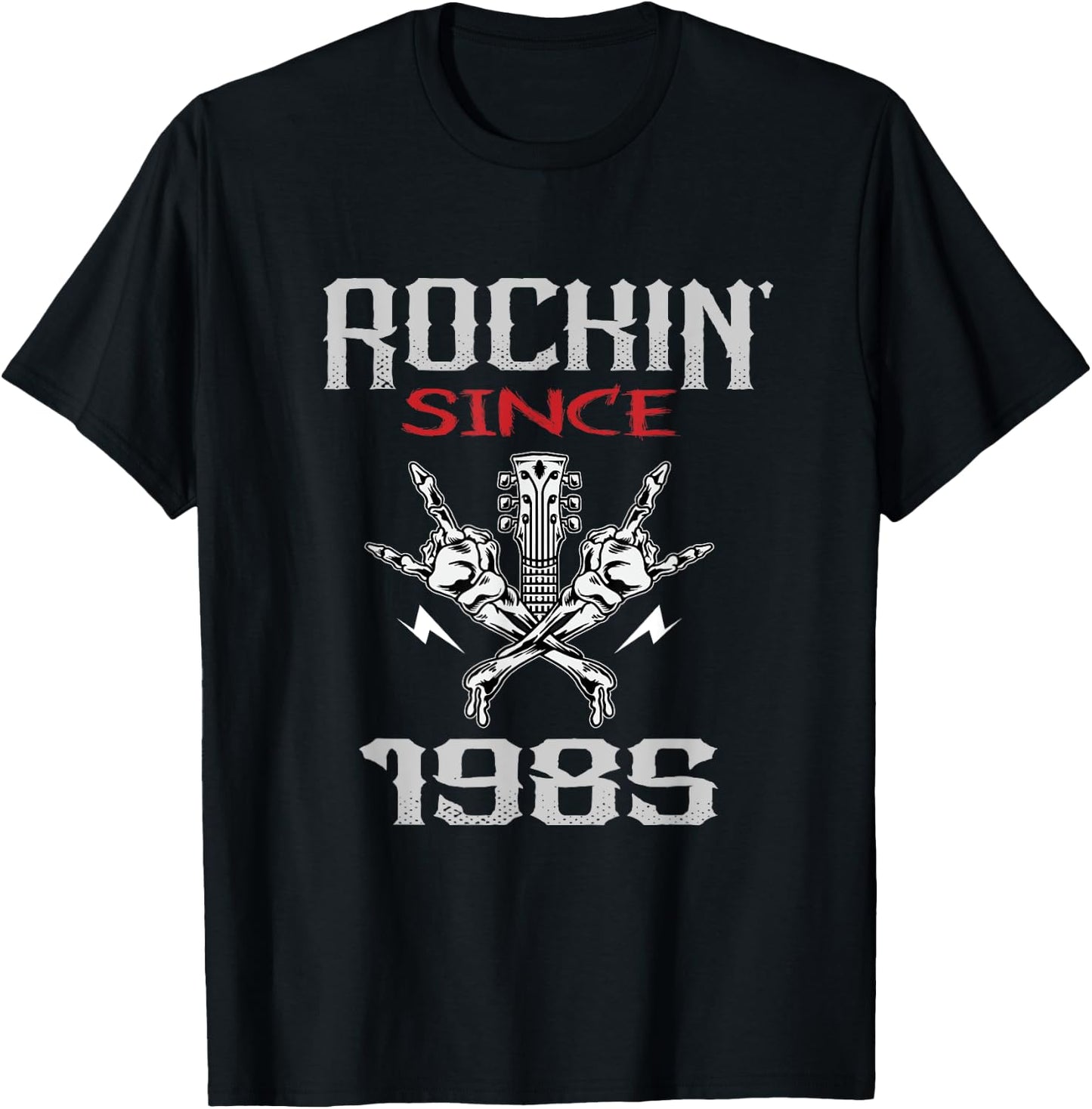 Rockin Since 1985 Classic Rock Guitar Year Of Birth Birthday T-Shirt - T-Shirt | Black