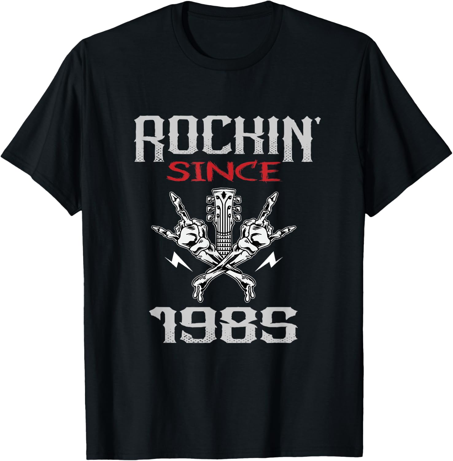 Rockin Since 1985 Classic Rock Guitar Year Of Birth Birthday T-Shirt - T-Shirt | Black