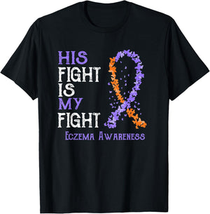 His Fight Is My Fight Eczema Awareness T-Shirt - T-Shirt | Black