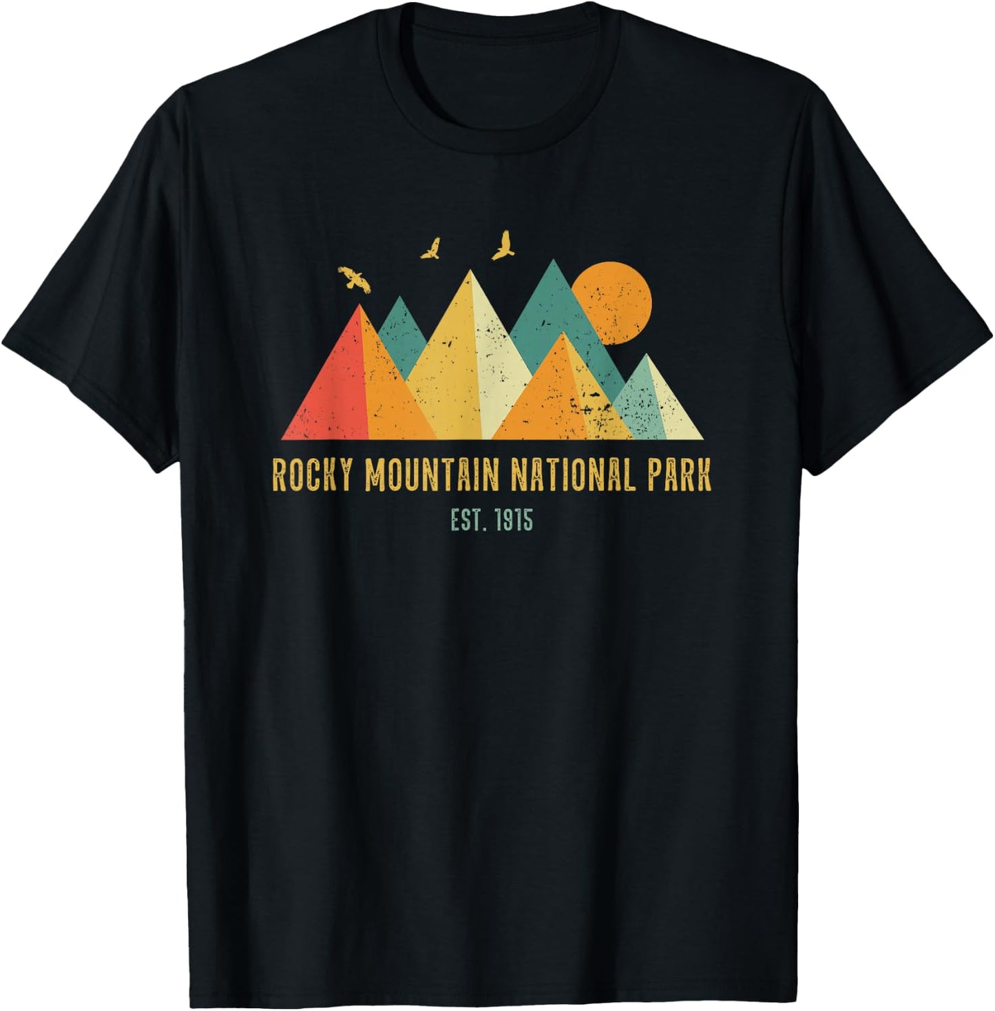 Retro Vintage Vibe Grunge Style Rocky Mountain National Park T-Shirt - T-Shirt | Black