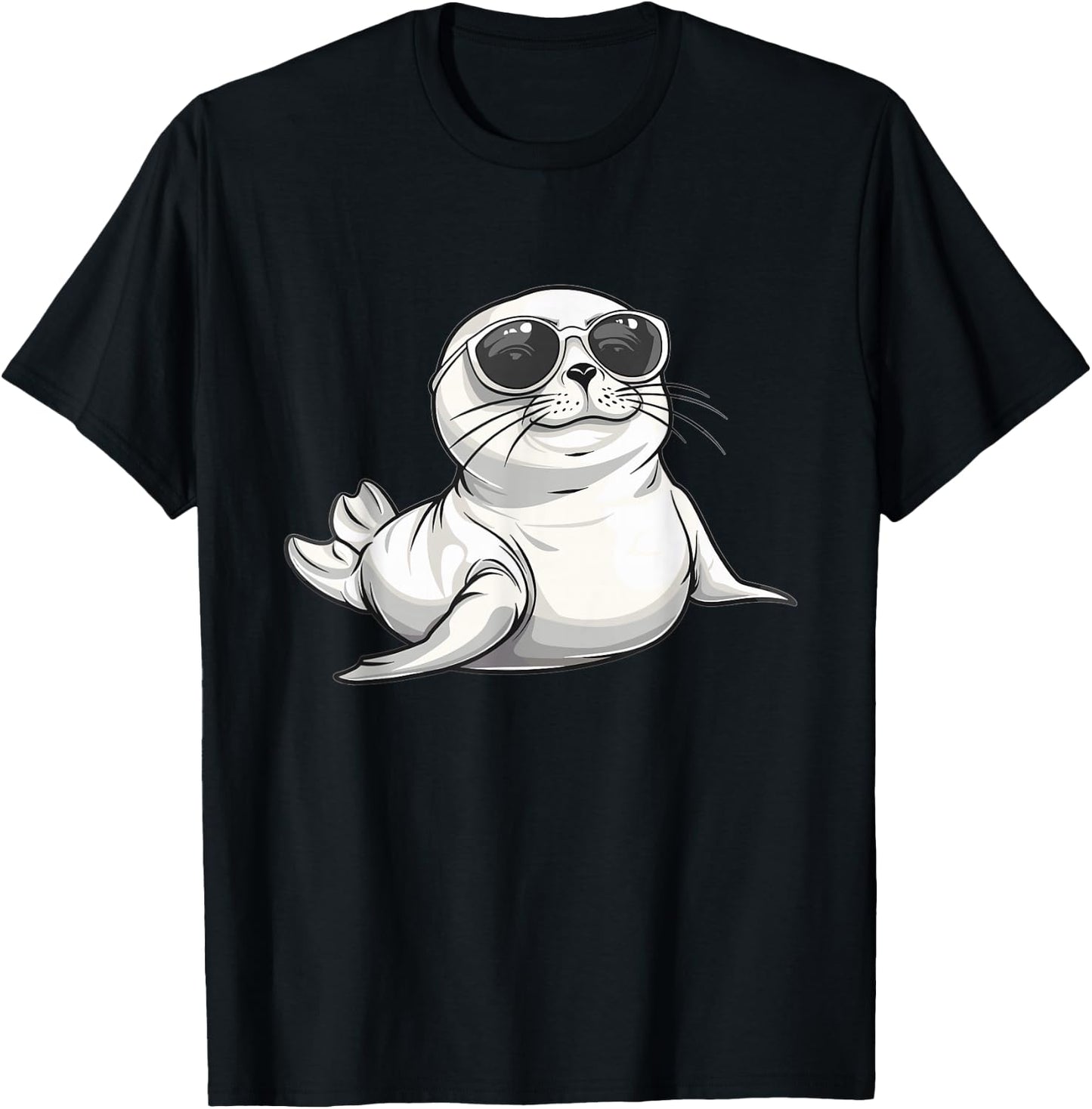 Cute Seal with Sunglasses I Kids Seal T-Shirt - T-Shirt | Black