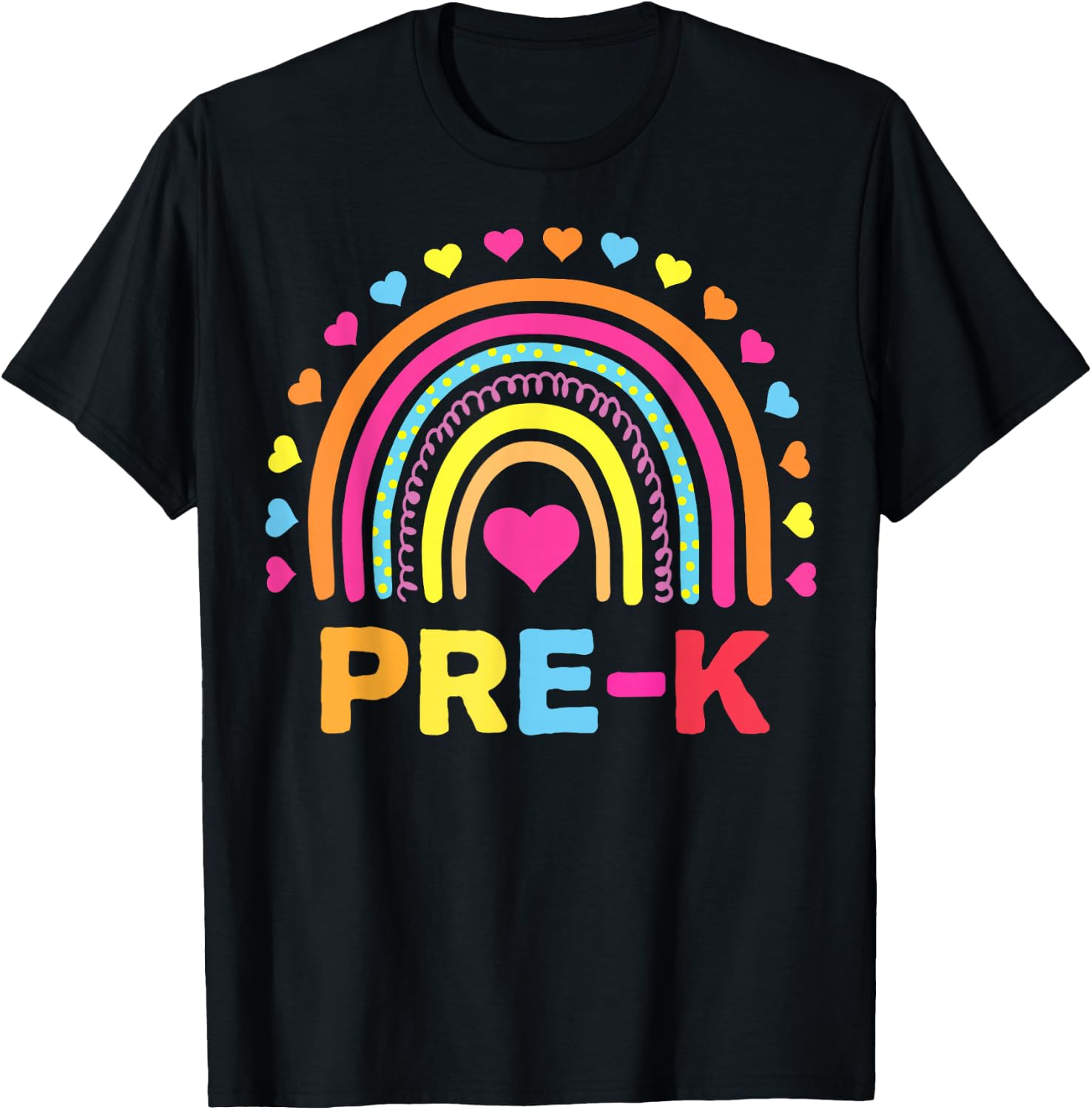Back to School Shirt Rainbow Happy First Day of Pre-K Gift T-Shirt - T-Shirt | Black