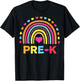 Back to School Shirt Rainbow Happy First Day of Pre-K Gift T-Shirt - T-Shirt | Black