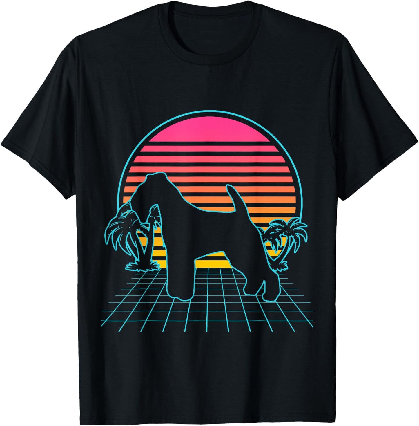 Lakeland Terrier Dog Vintage 80s Vaporwave Aesthetic Puppy T-Shirt - T-Shirt | Black