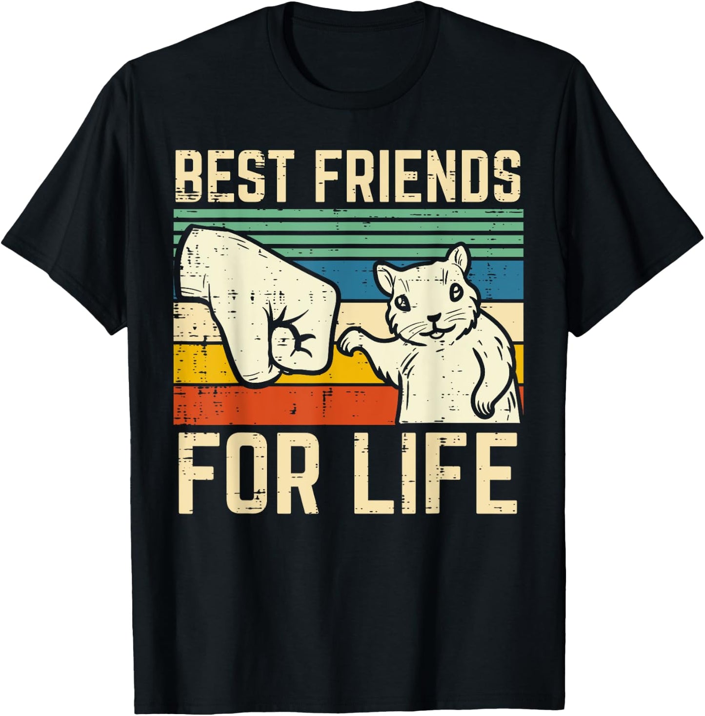 Squirrel Fist Bump Best Friends For Life Retro Men Women Kid T-Shirt - T-Shirt | Black