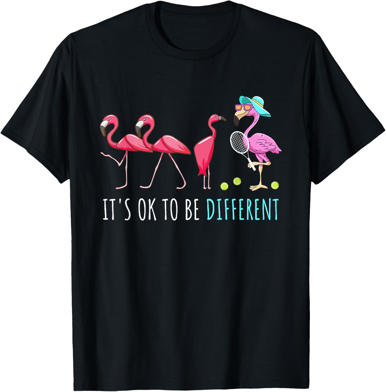 Tennis Damen Tennisspielerin Tennis Flamingo T-Shirt - T-Shirt | Black