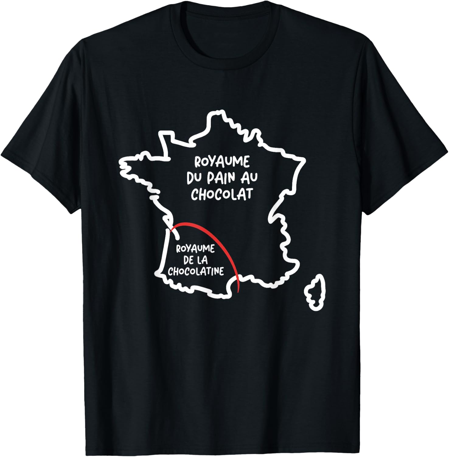 Team Pain au Chocolat ou Chocolatine Funny Map of France T-Shirt - T-Shirt | Black