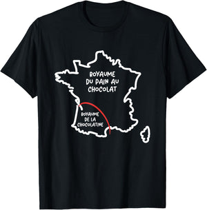 Team Pain au Chocolat ou Chocolatine Funny Map of France T-Shirt - T-Shirt | Black