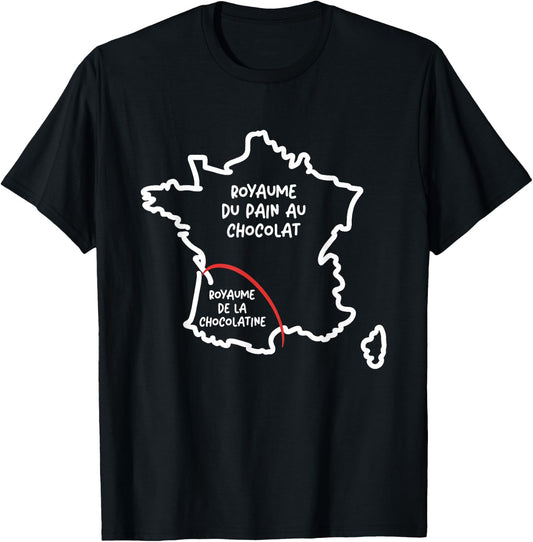 Team Pain au Chocolat ou Chocolatine Funny Map of France T-Shirt - T-Shirt | Black