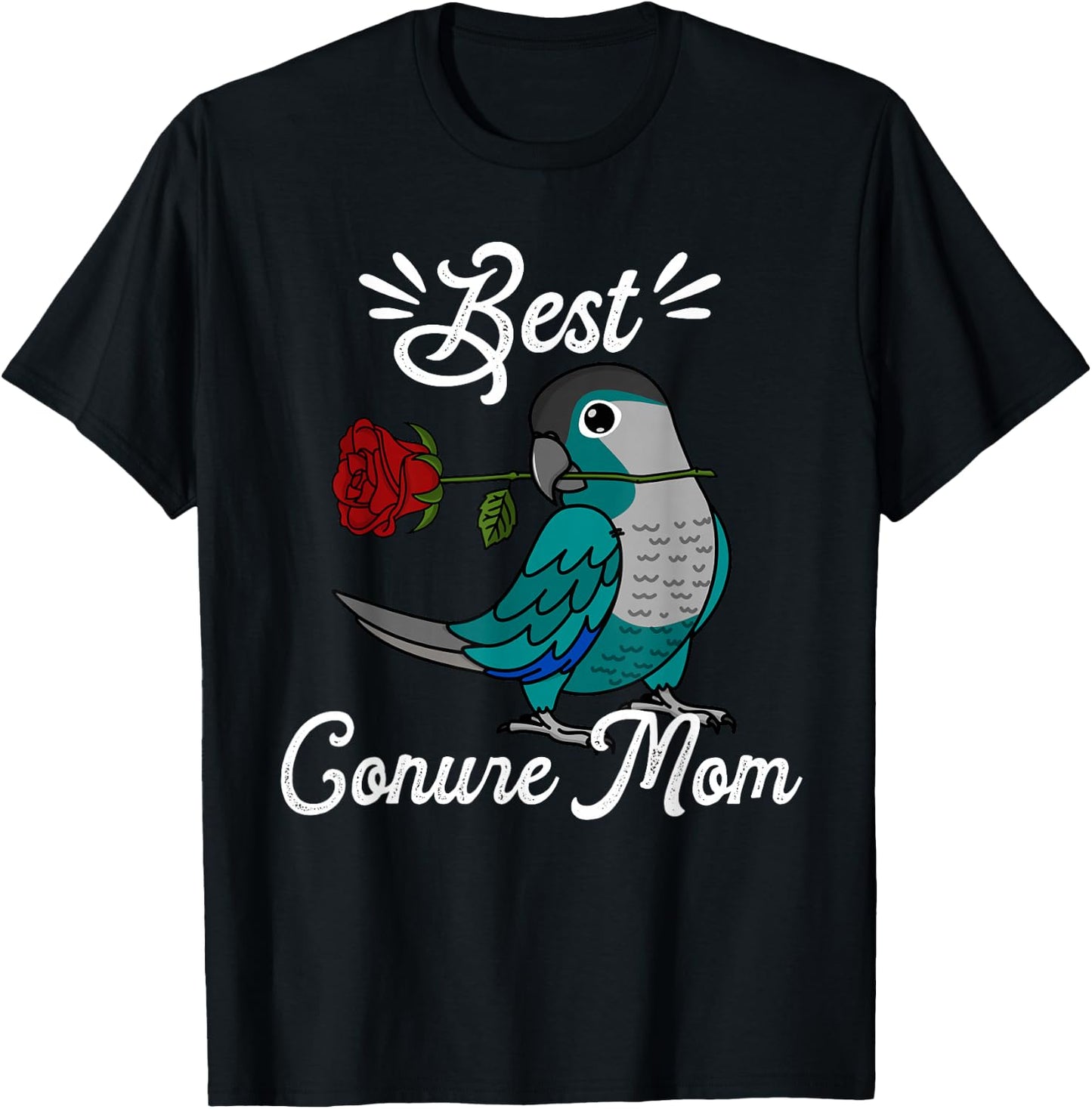 Best Parrot Mom I Turquoise Green Cheek Conure T-Shirt - T-Shirt | Black