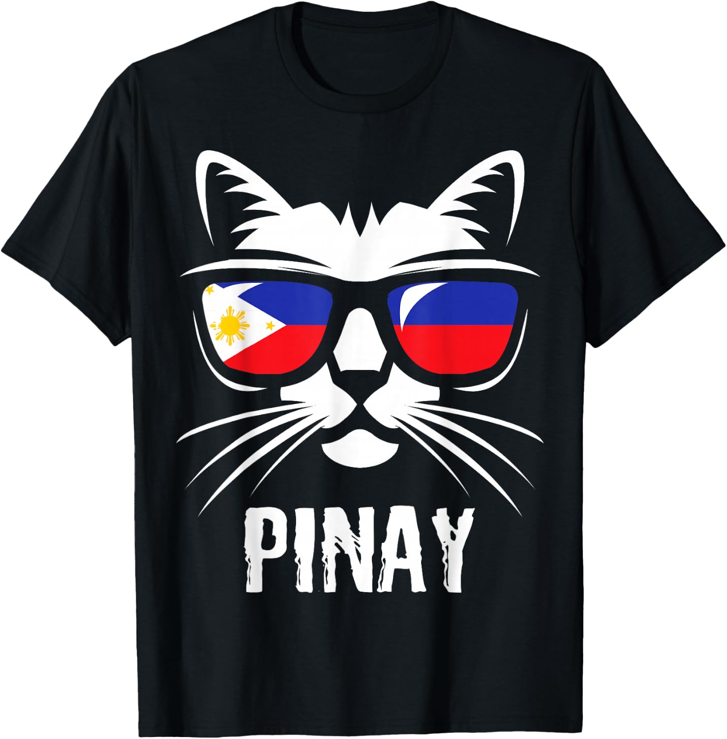 Filipina Filipino Cat Philippines Flag T-Shirt - T-Shirt | Black