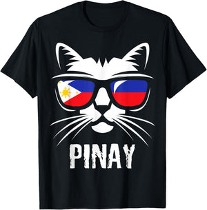 Filipina Filipino Cat Philippines Flag T-Shirt - T-Shirt | Black