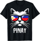 Filipina Filipino Cat Philippines Flag T-Shirt - T-Shirt | Black