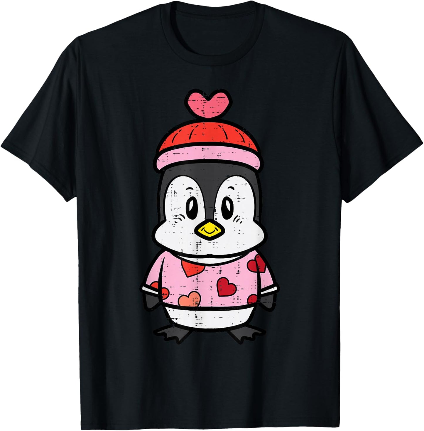 Valentines Day Baby Penguin Sweater Girls Kids Toddlers T-Shirt - T-Shirt | Black