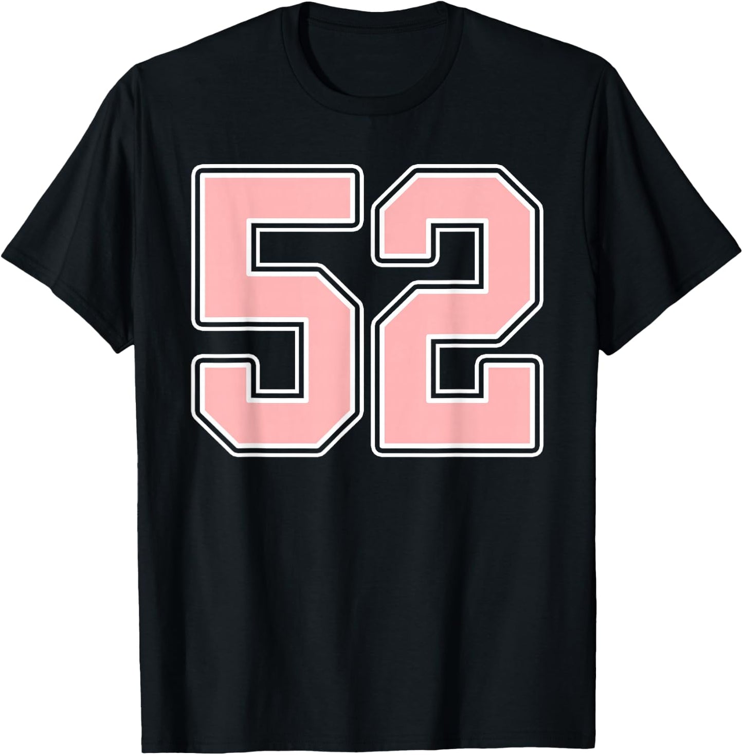 Cute Pink and White Number 52 Jersey Player Uniform #52 Fan T-Shirt - T-Shirt | Black