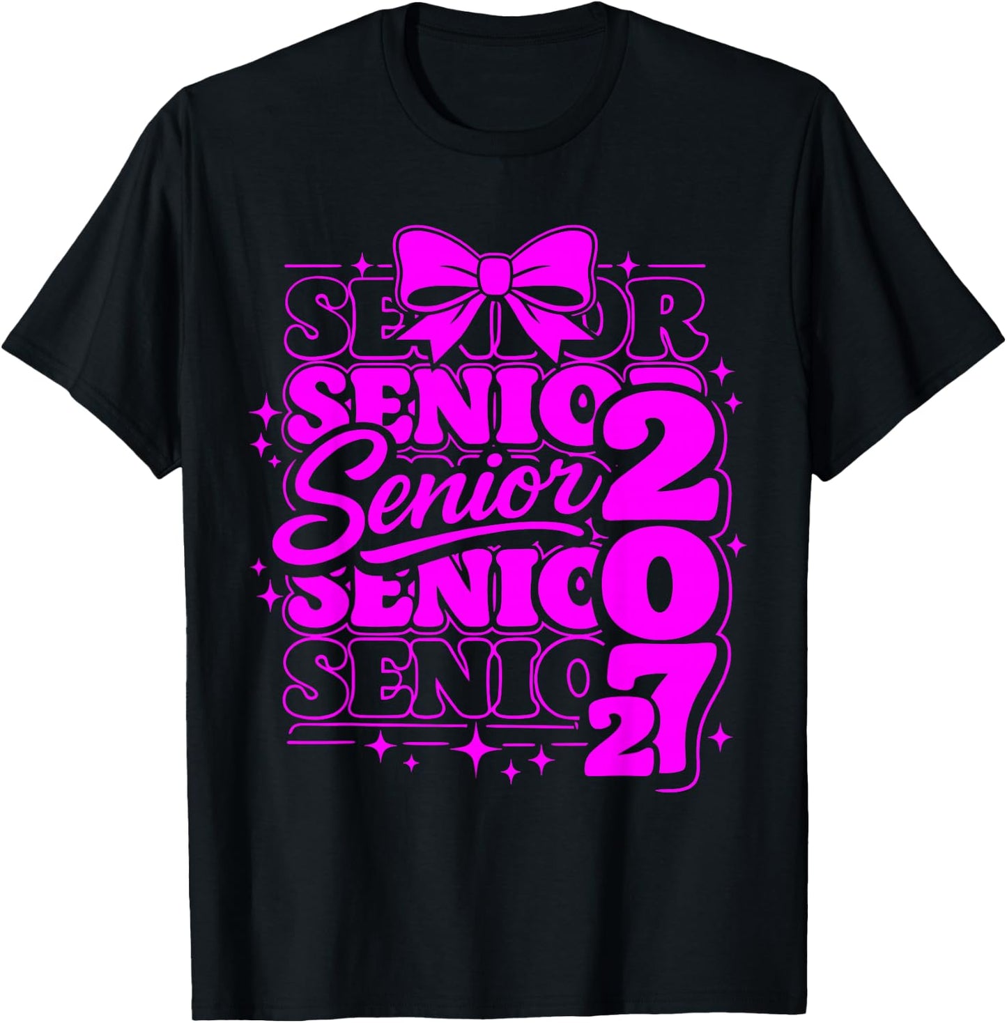 Senior Class of 2027 Coquette Bow Graduation T-Shirt - T-Shirt | Black