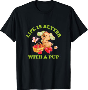 Strawberry Shortcake Life Is Better With A Pup Cutie Vintage T-Shirt - T-Shirt | Black