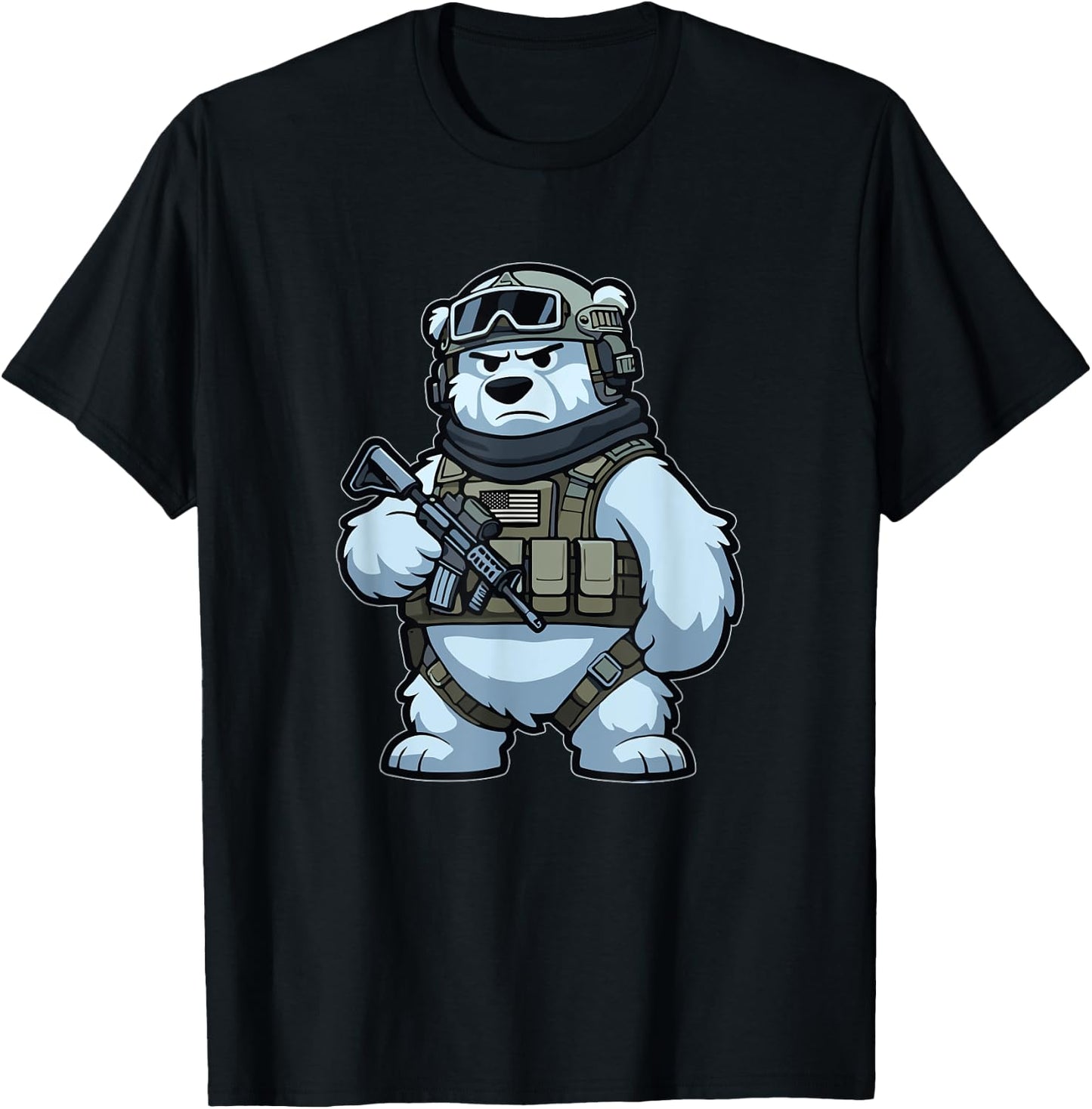 Christmas Drink Infantry Polar Bear Veteran Men Women Gift T-Shirt - T-Shirt | Black