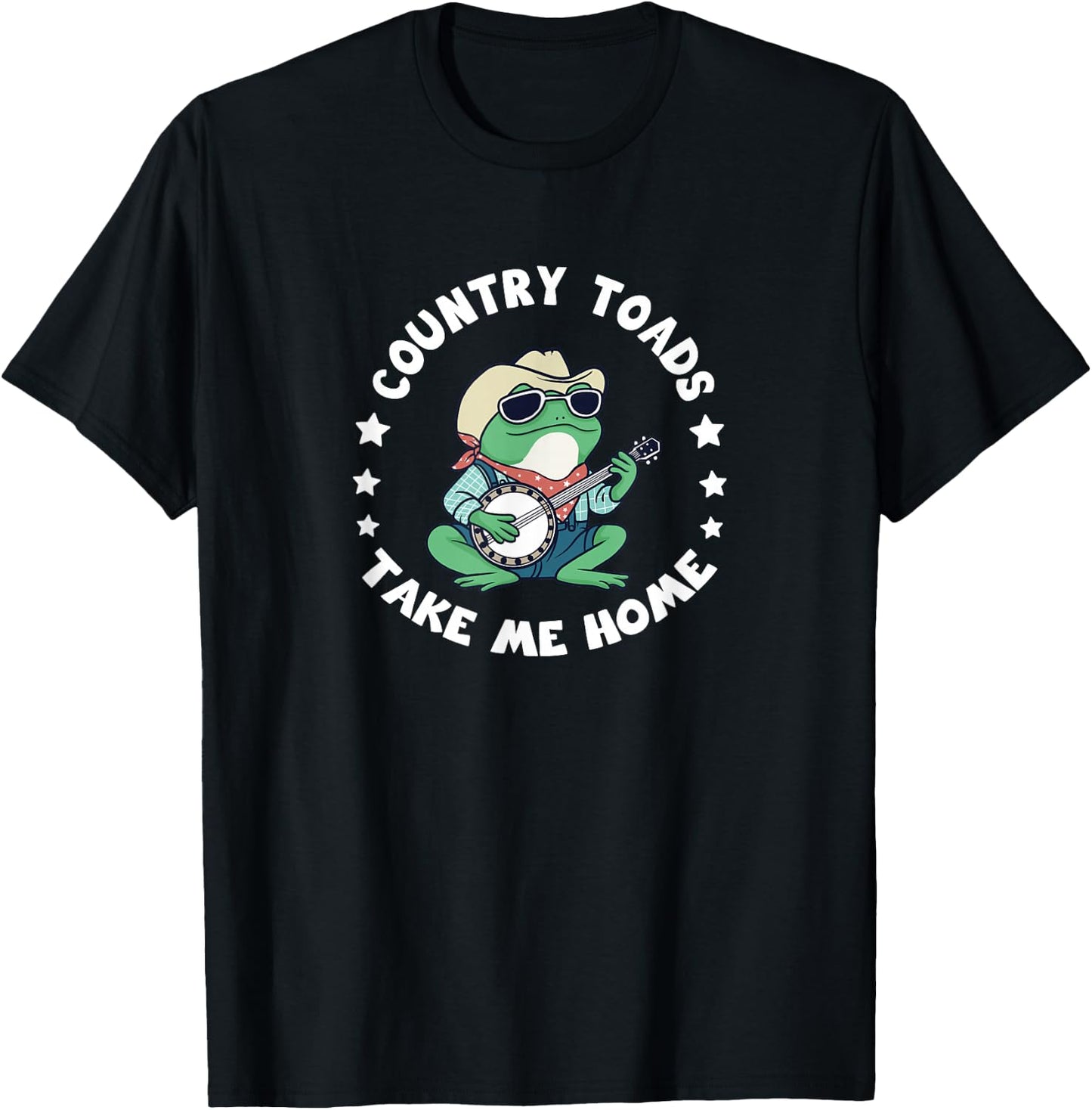 Country Toads Take Me Home, Cool Cowboy Toad Playing Music T-Shirt - T-Shirt | Black