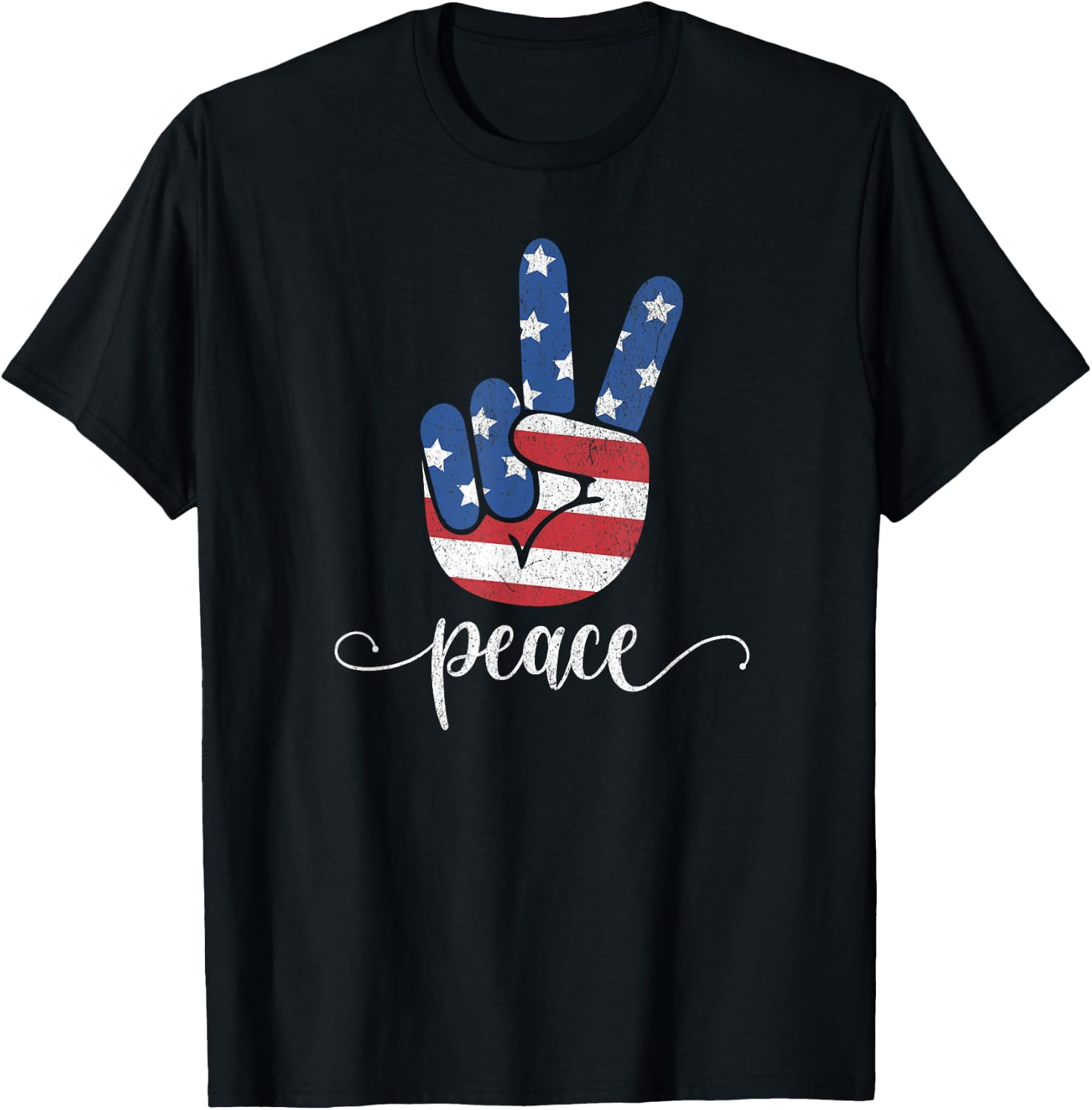 American Flag Peace Patriotic America 1776 USA 4th Of July T-Shirt - T-Shirt | Black