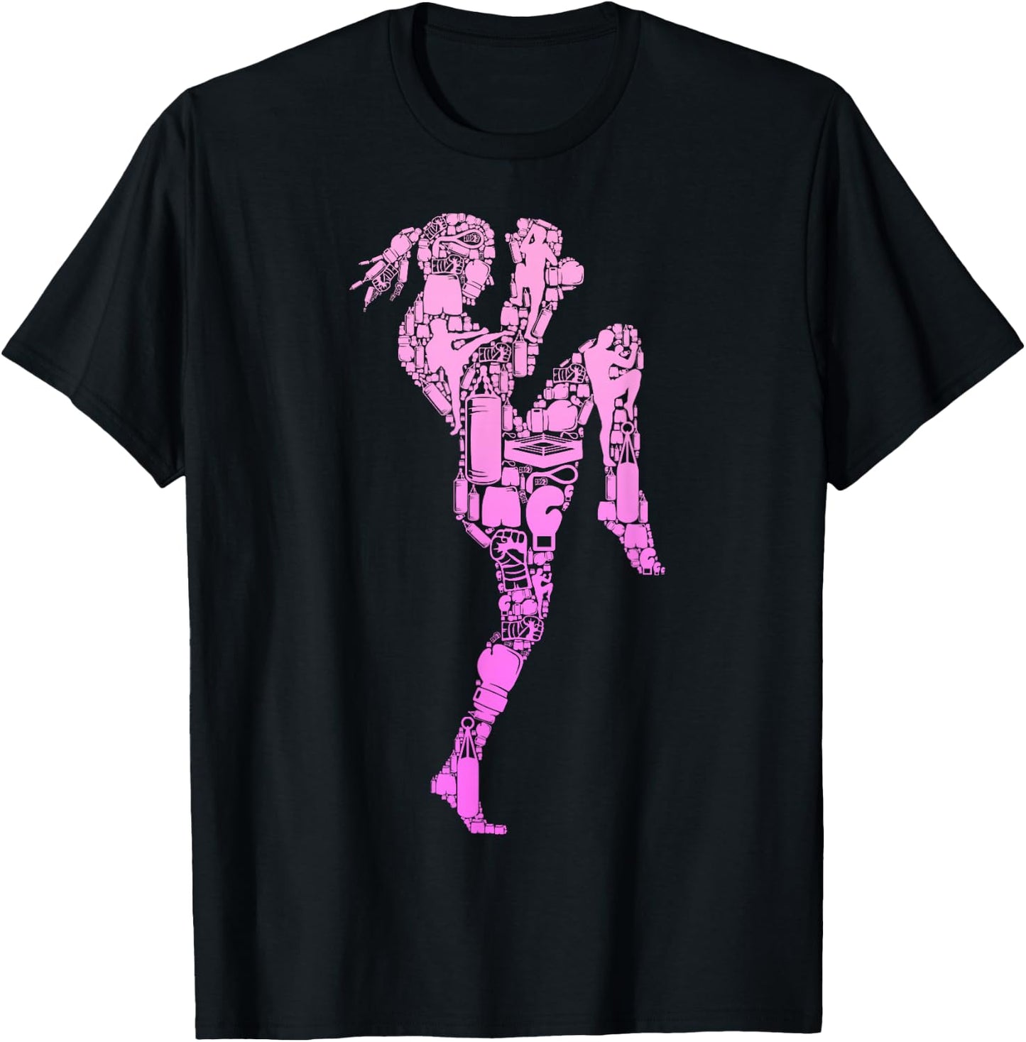 Muay Thai Thai Boxing Women Girls Kids , black, s T-Shirt - T-Shirt | Black